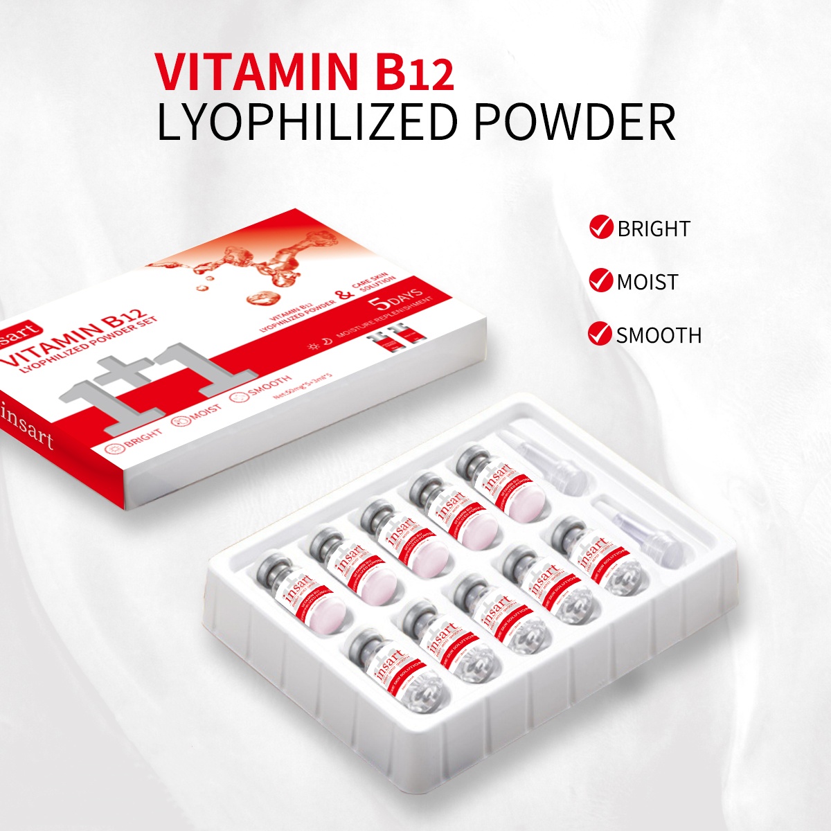 Vitamin C Powder - 2 กล่อง ชุดผงวิตามินบี 12 ฟรีซดราย ชุดดูแลผิว