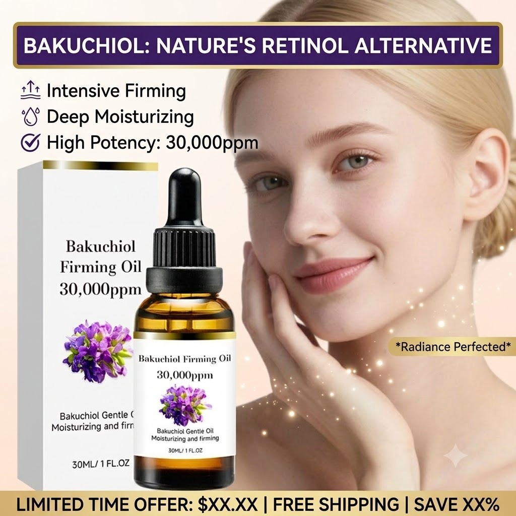 Bakuchiol Retinol Alternative - น้ำมันบำรุงผิวหน้าบาคูชิออล 30 มล. เซรั่มทดแทนเรตินอลจากธรรมชาติ ช่วยลดเลือนริ้วรอย ยกกระชับผิว