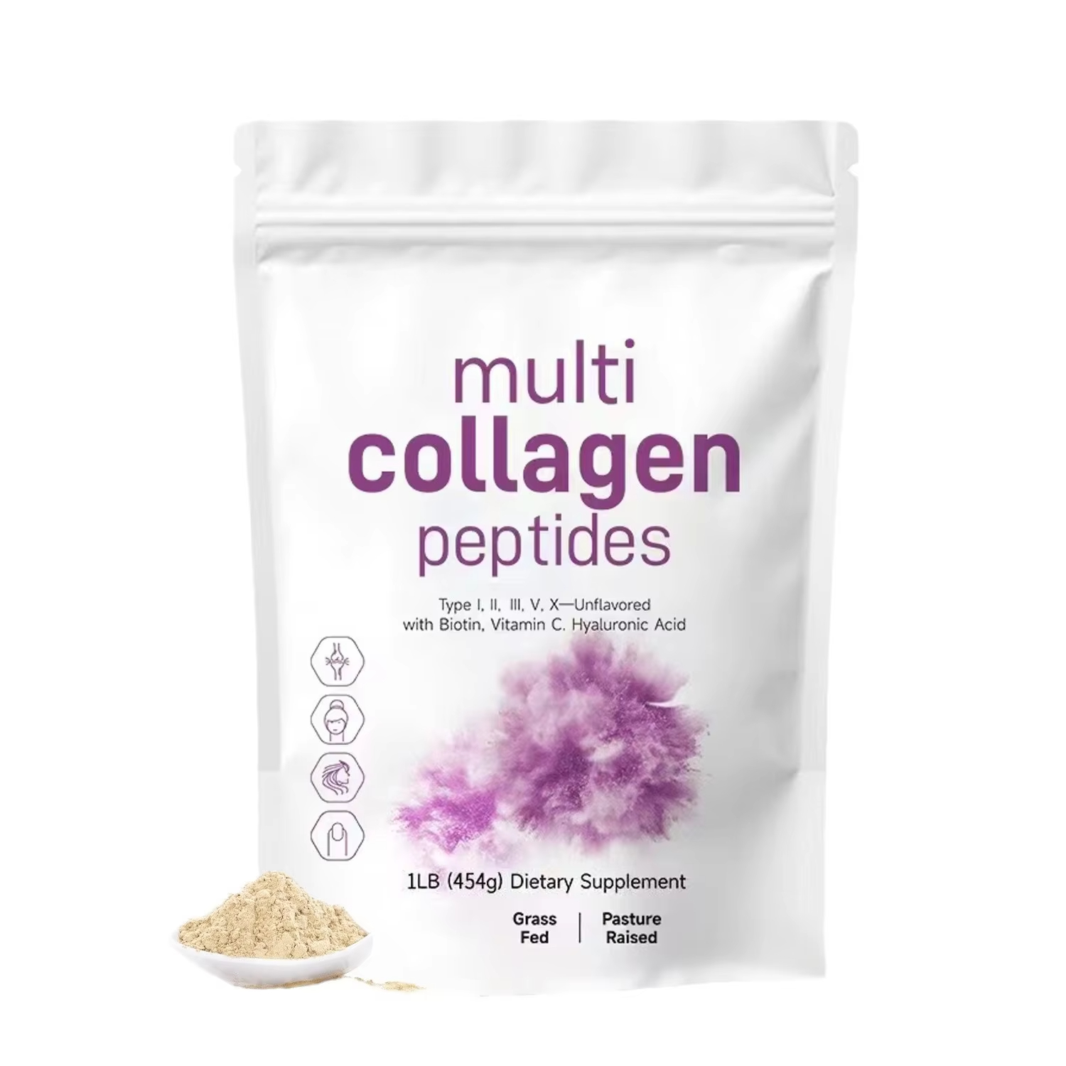 Vitamin C Powder - ผงคอลลาเจนเปปไทด์หลายชนิด 454 กรัม - อาหารเสริมโปรตีน ชนิดที่